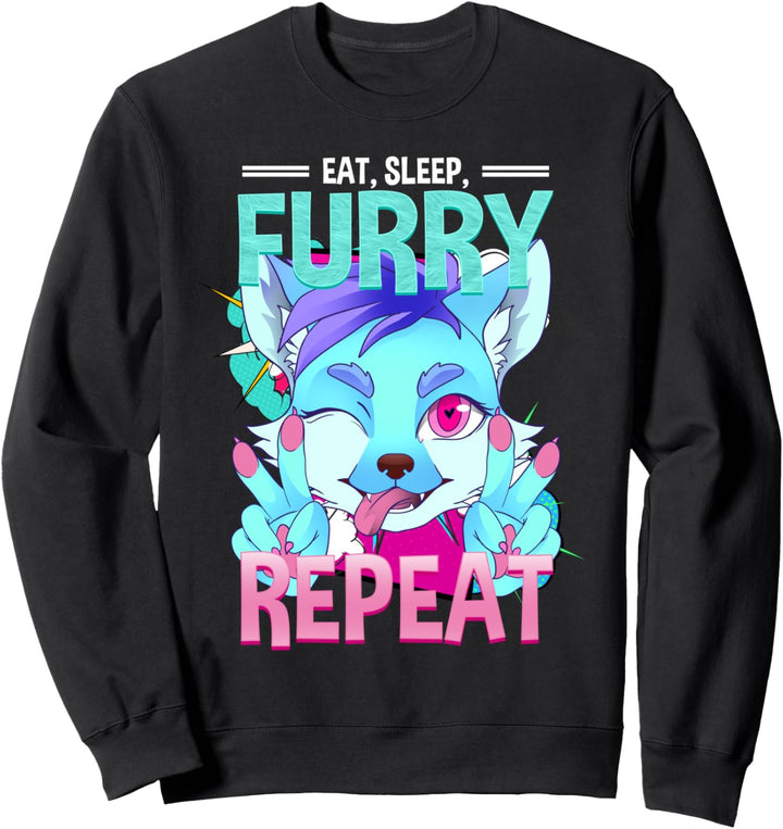 Eat Sleep Furry Repeat I Cute Cosplay Paw I Furry Fandom Sweatshirt