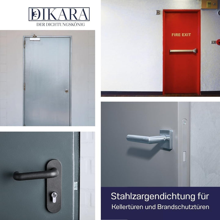 Stahlzargendichtung Grau 10m - gegen Zugluft Lärm & Staub spart Heizkosten Dichtung Dichtungshöhe 8m