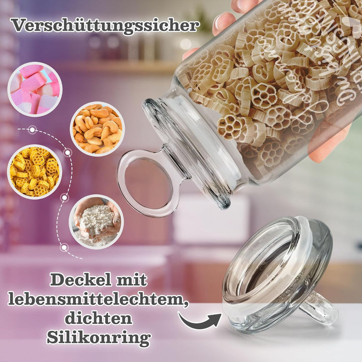 Print Royal PR Personalisierte Keksdose aus Glas mit Gravur - 800 ml - Lieblingsmensch mit Name als