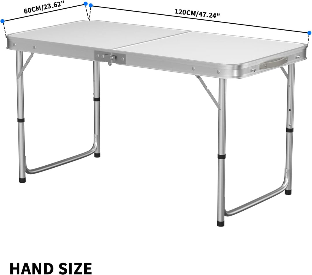 Campingtisch Klappbar Alu + MDF Klapptisch mit Tragegriff, Picknicktische/Partytische/Angeltische, L