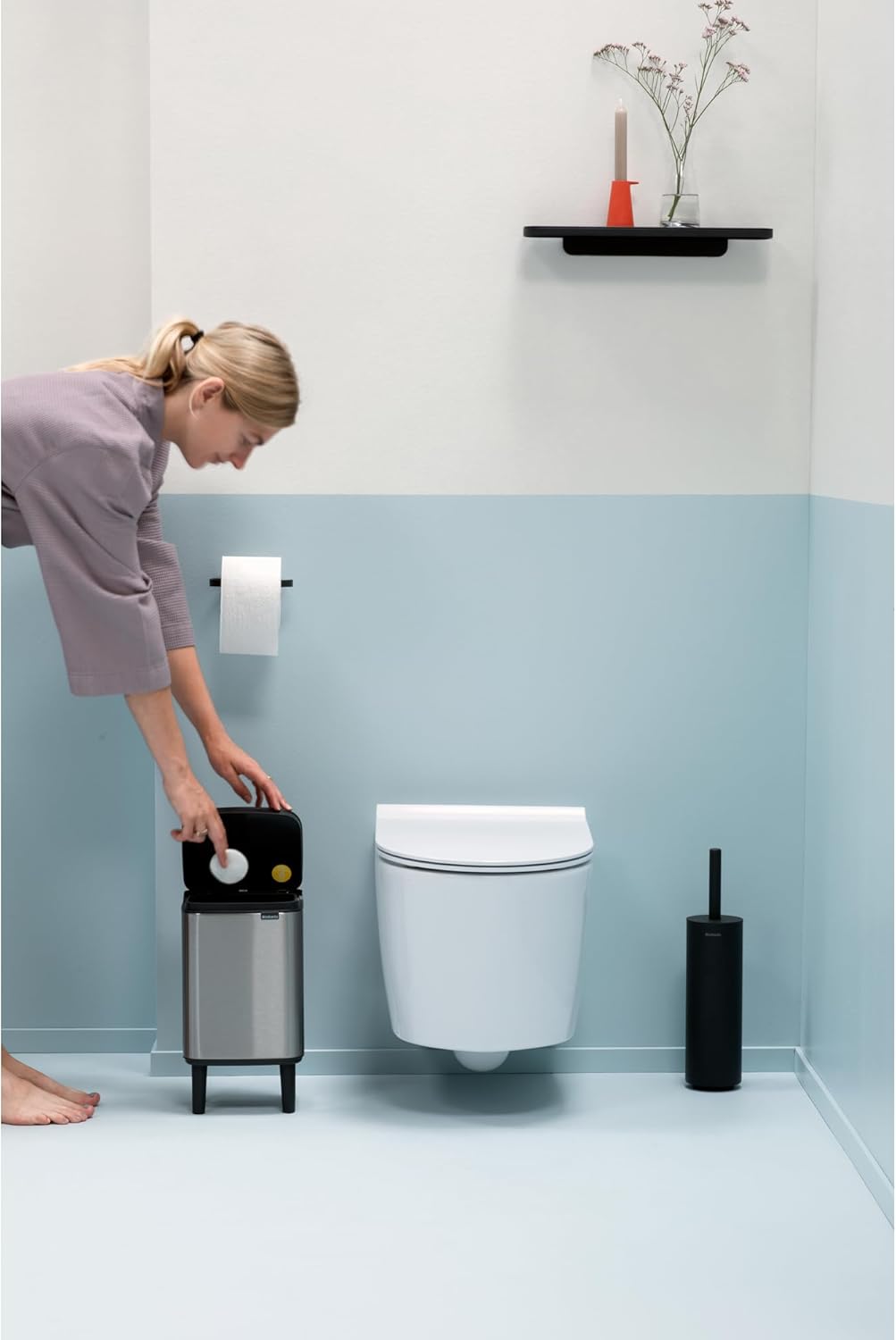 Brabantia - Mülleimer Bo Hi 4L mit Soft-Close-Deckel, herausnehmbarem Inneneimer und Transportgriff