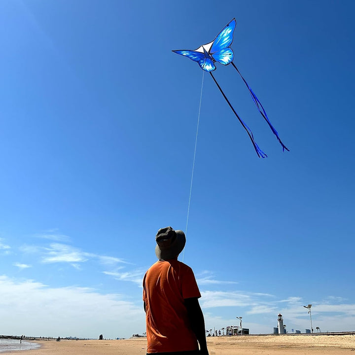 Simxkai Drachen für Kinder und Erwachsene, einfach zu fliegen, grosser Drachen für Anfänger 2 Blauer