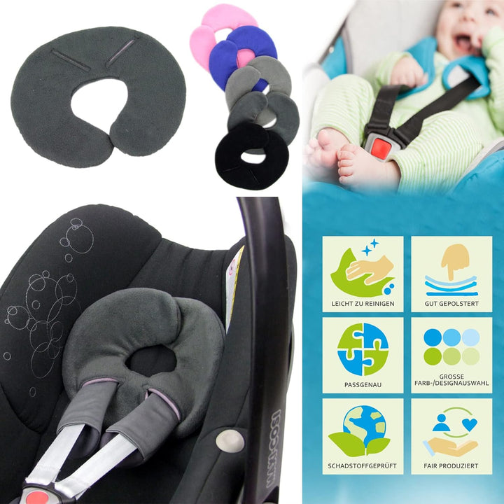 BAMBINIWELT Kopfkissen, KOPFPOLSTER für Maxi Cosi Pebble/Pebble Plus, Fleece (hellgrau) XX, Hellgrau