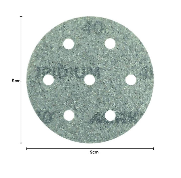 Mirka Iridium Premium-Schleifpapier Ø 90mm Klett 7-Loch, Korn 40, 50 Stk/Zum Schleifen von Lack, Spa