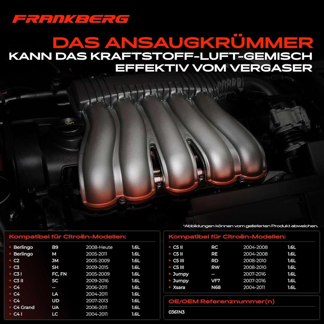 Ansaugkrümmer Saugrohrleitung für Berlingo C2 C3 C4 C5 Jumpy 1007 206 207 307 407 Partner 1.6L 2004-
