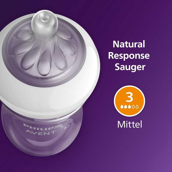 Philips Avent Natural Response Geschenkset für Babys: 3 Natural Response Babyfläschchen (260 ml) mit