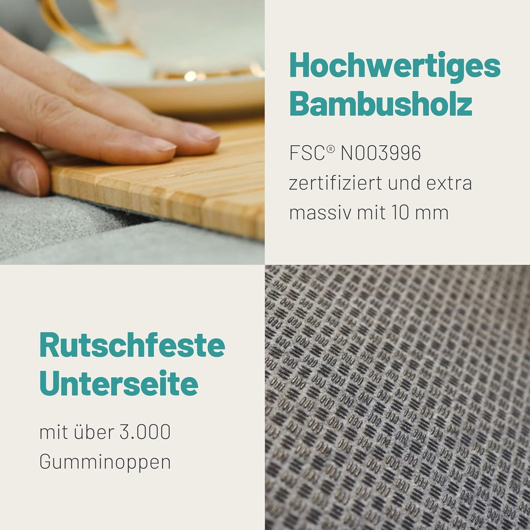 D&D Living Sofatablett - Couch Ablage flexibel für Armlehne aus natürlichem Holz | Tablett für Sofa,