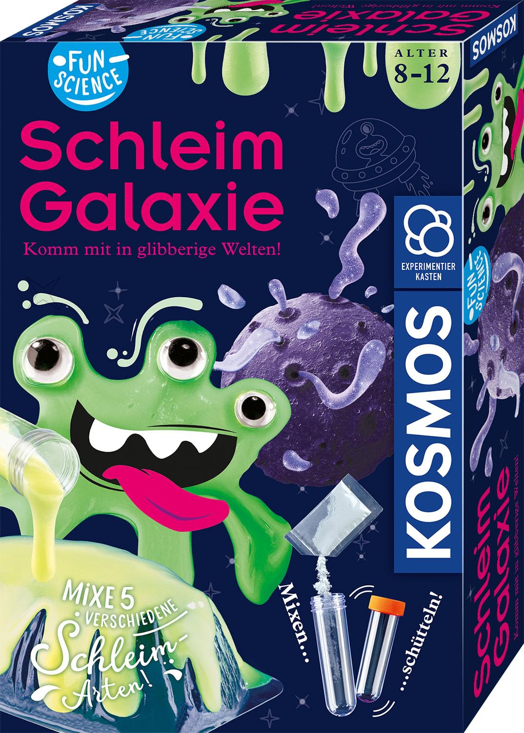 KOSMOS 654177 Fun Science - Schleim-Galaxie, Mixe fünf Verschiedene Schleim-Arten, Experimentierset