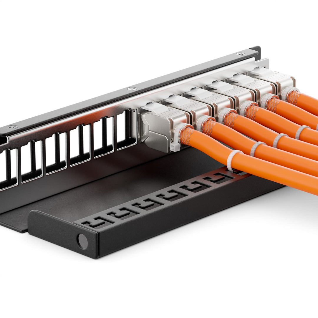 deleyCON 12 Port Patchpanel Set Patchfeld Verteilerfeld 1 HE + 12x RJ45 Keystone Jack Modul STP CAT6