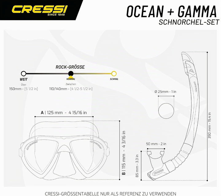 Cressi Tauchmaske Ocean Schnorchelset Transparent/Aquamarin, Schnorchelset Transparent/Aquamarin