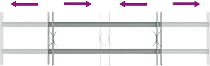 vidaXL Fenstergitter 700-1050 mm Ausziehbar Sicherheitsgitter Einbruchschutz 2 Querbalken/700-1050 m