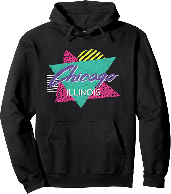 Chicago Illinois Vintage Retro Geschenk 80er oder 90er Jahre Pullover Hoodie