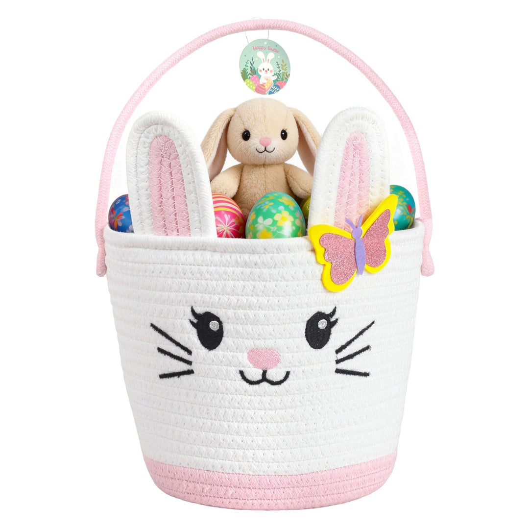 PinkSheep gewebter Korb für Kinder, Ostereier/Süssigkeiten Korb mit Griff, Niedliche Tier Lagerkörbe