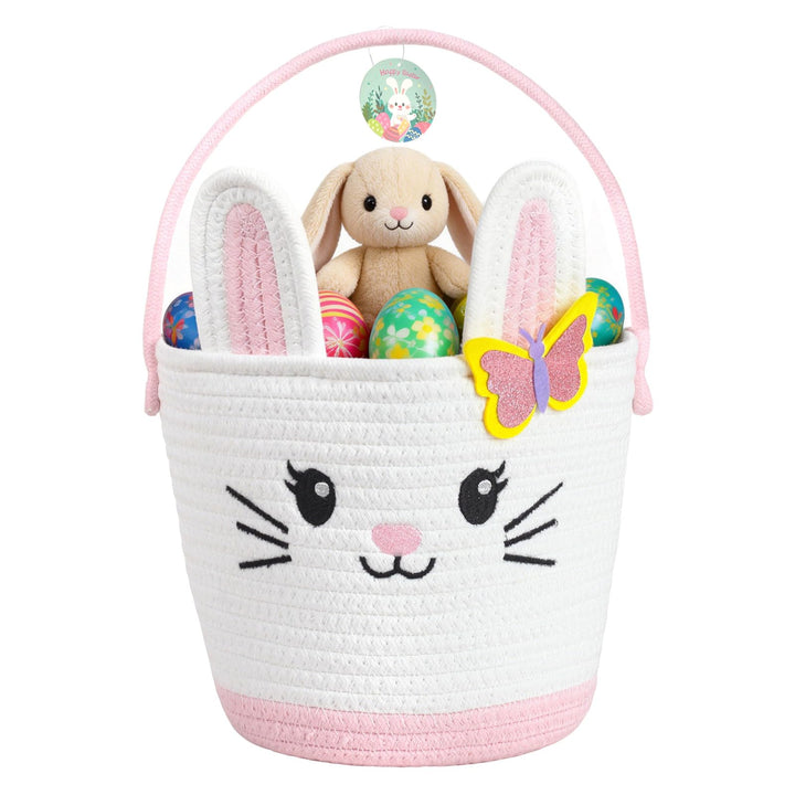 PinkSheep gewebter Korb für Kinder, Ostereier/Süssigkeiten Korb mit Griff, Niedliche Tier Lagerkörbe