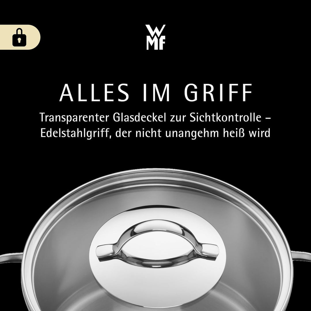 WMF Aparto Vorteils Topfset Induktion 6-teilig, Kochtopf Set mit Glasdeckel, Cromargan Edelstahl pol