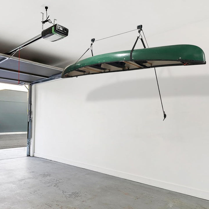 2 Stück Fahrrad Kajak-Hebebühne Deckenmontage, mit Haken und Seilzug, Kanufänger Garage Kajak Decken