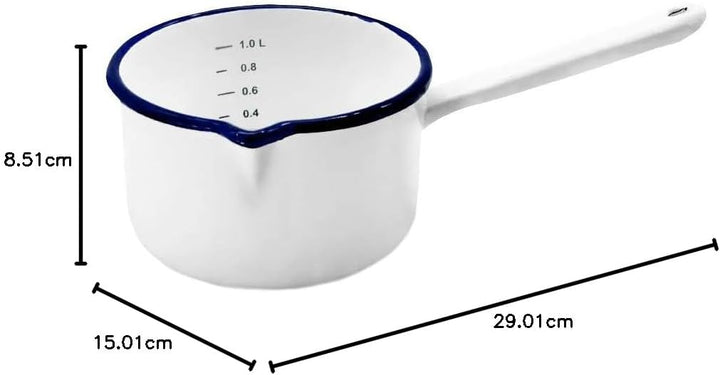Karl Krüger 417/14HU Husum Stieltopf, Emaille, Weiss