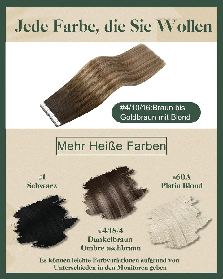 Ugeat Extensions Echthaar Tape Goldblond Balayage Remy Echthaar Extensions Tape Haarverlängerung Gla