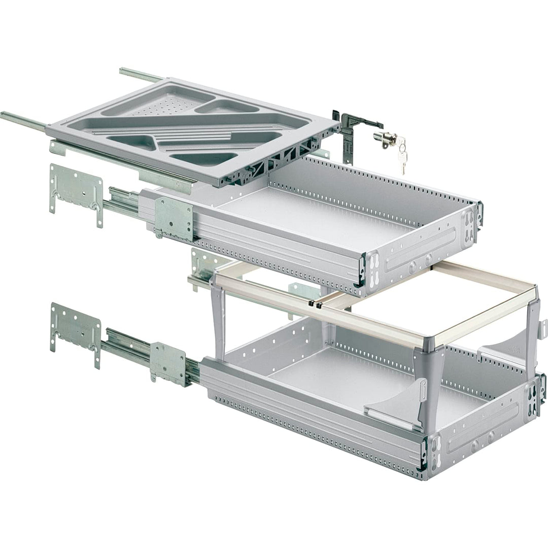 Hettich 46748 Systema TOP 2000 Container-Set SIL Sys,Voll-/Überauszug,ET 530,alu, Aluminium, Alumini