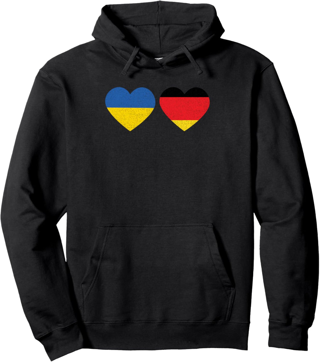 Ukraine Flagge Herz und Deutschland Flagge Herz Vintage Pullover Hoodie