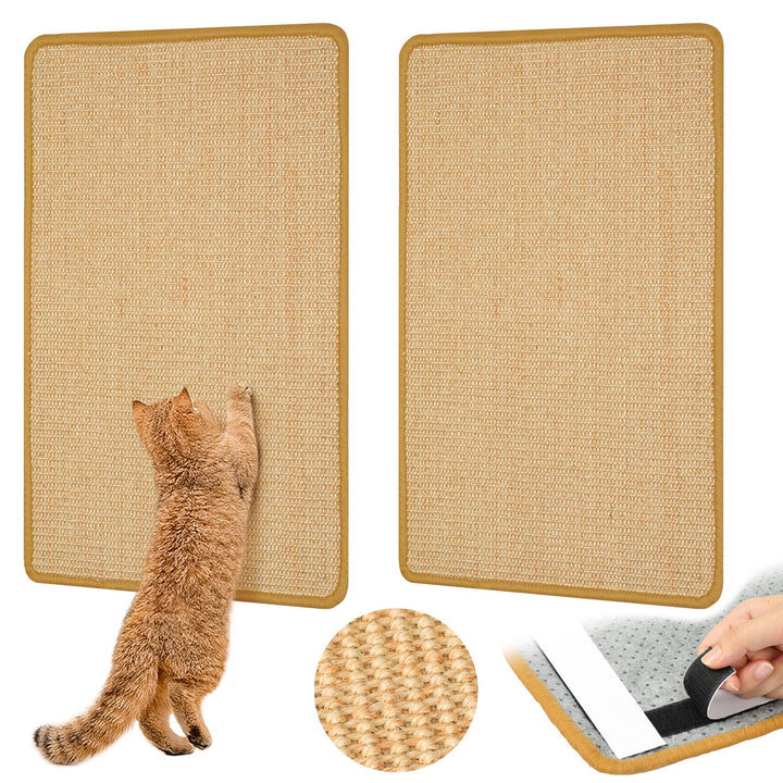 2 Kratzmatte Katze Wand Sisal Teppich, 60 x 40cm Katzen Kratzbrett Natürlich Katzenkratzbretter, Kat
