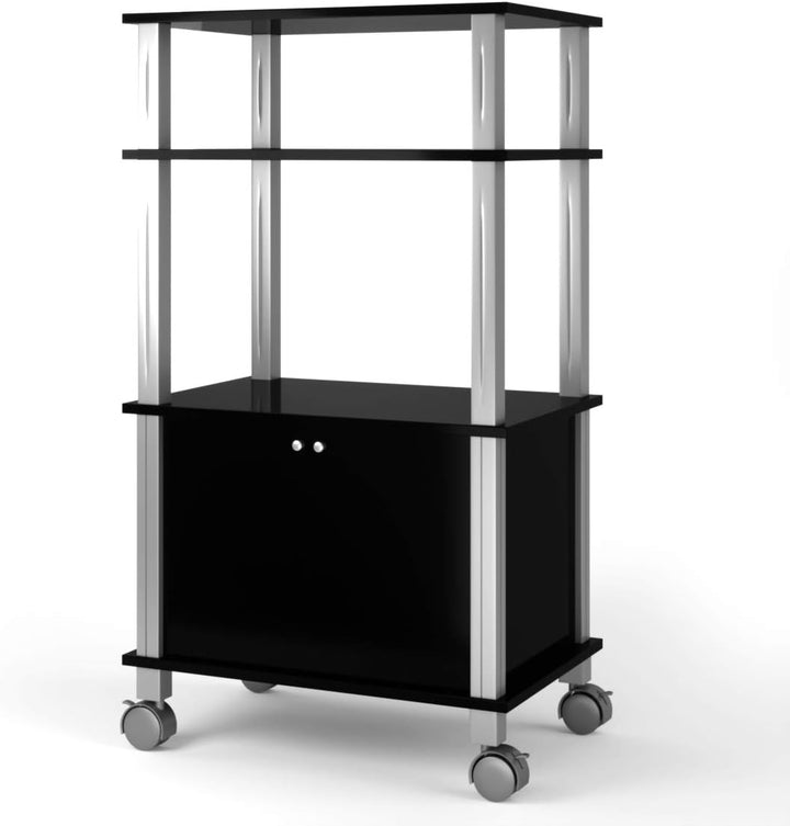 GIANTEX Servierwagen mit Rollen, Mikrowelle, Küchenwagen mit 4 Rädern und 2 Bremsen, Aufbewahrungsre