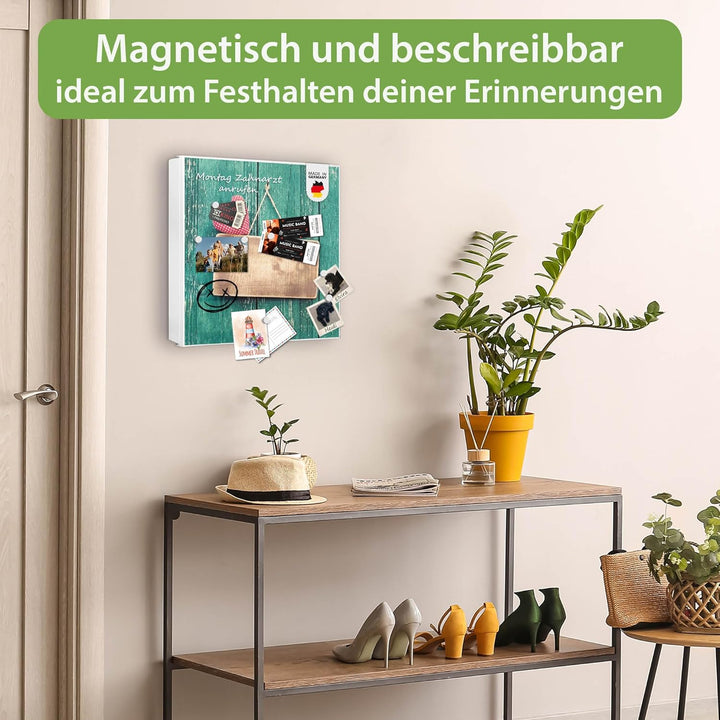 banjado® Grosser Schlüsselkasten Glas/Schlüsselbox 30cm x 30cm mit 50 Haken - Motiv Tür mit Herz/Sch