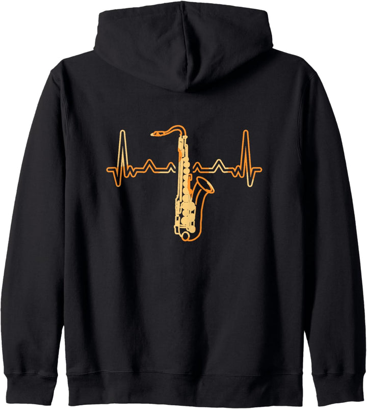 Saxophon Herzschlag Musiker Kapuzenjacke