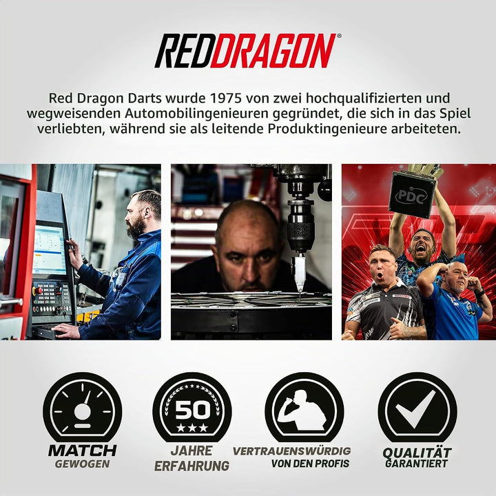 RED DRAGON Luke Humphries TX Serie Premium Wolfram Steeltip Dart Set mit Flüge und Schäften 24 g 3,