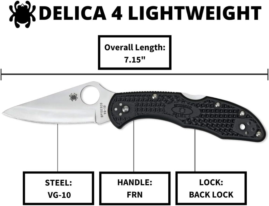 Spyderco Delica 4 Spyder Kantenfaltmesser, Schwarz