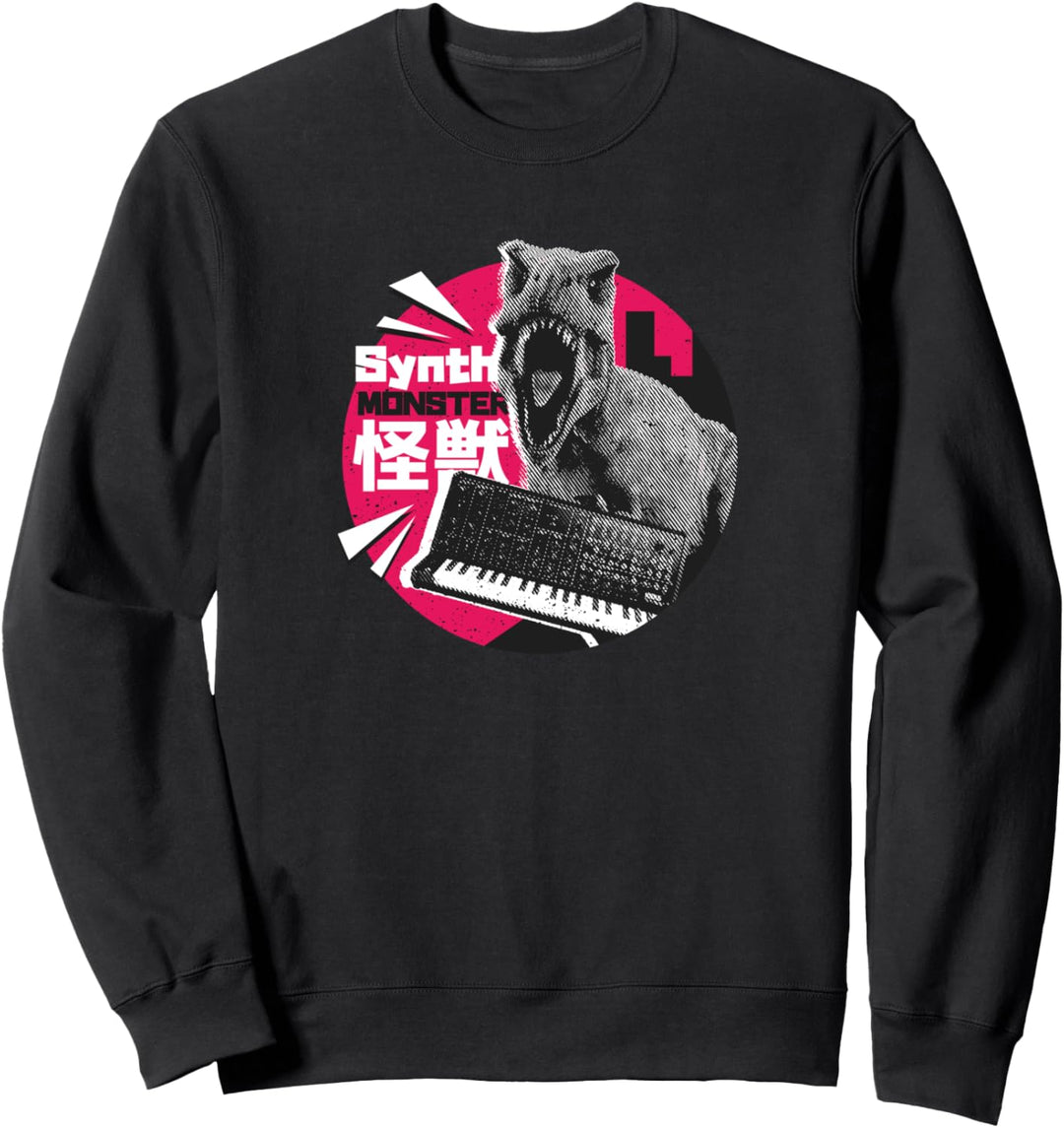 Lustiger Dinosaurier T Rex mit Synthesizer Sweatshirt