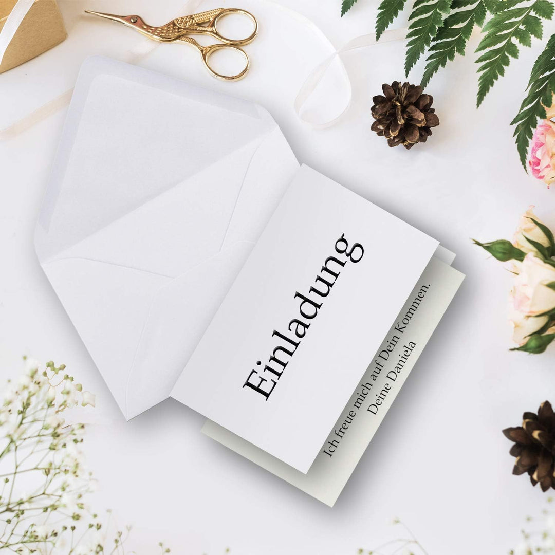 50x Faltkarten SET DIN A6/C6 mit Brief-Umschlägen in Hochweiss/Kristallweiss - inklusive Einleger -
