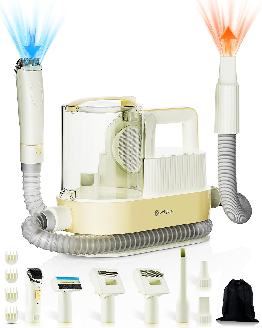 Hundeschermaschine mit Tierhaar Staubsauger &amp; Haartrockner 11000Pa 7-in-1 Haustierpflegeset 2.5L Sta
