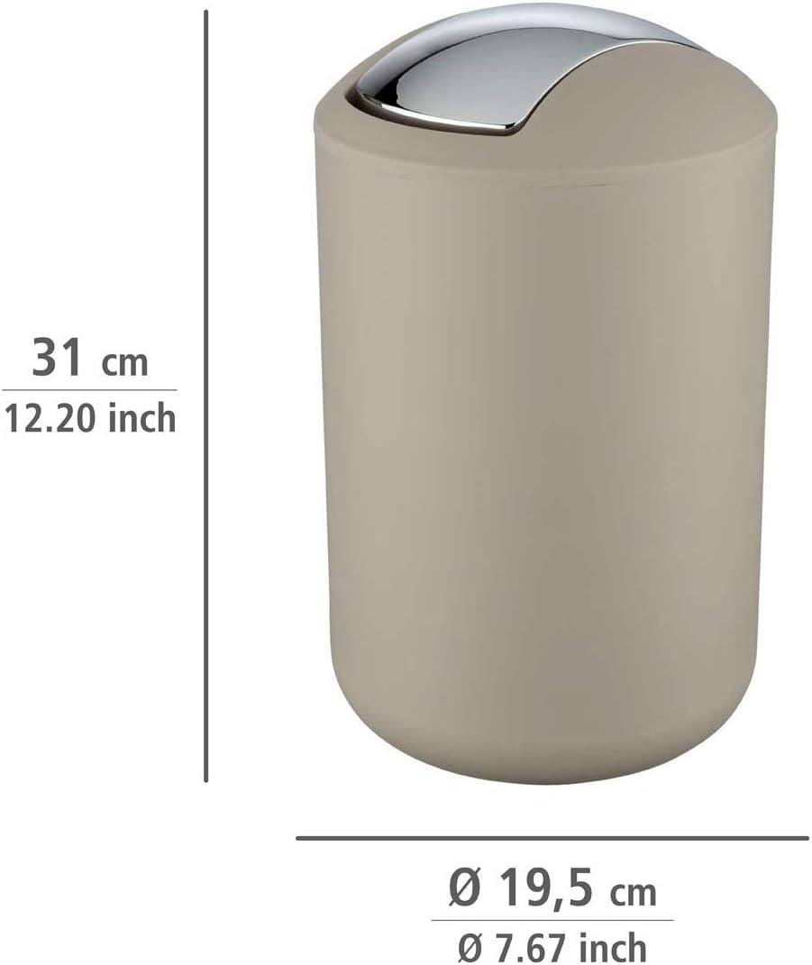 WENKO Kosmetikeimer Mod. Brasil L, 6,5 Liter Bad-Mülleimer mit Schwingdeckel, aus bruchsicherem Kuns