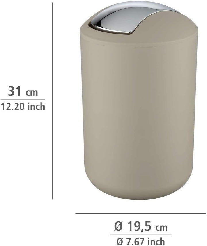 WENKO Kosmetikeimer Mod. Brasil L, 6,5 Liter Bad-Mülleimer mit Schwingdeckel, aus bruchsicherem Kuns