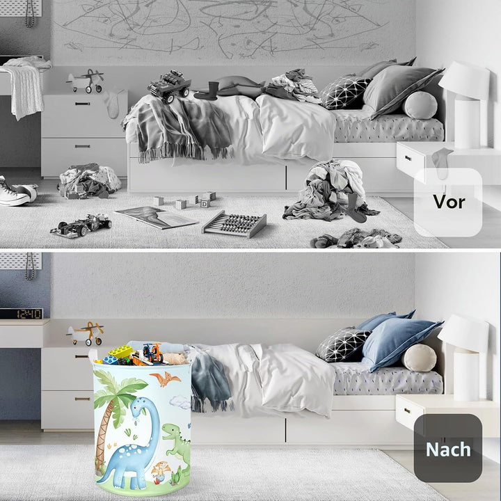 Dinosaurier Kinder Wäschekorb Faltbar für Jungen Mädchen Gross Kleidung Spielzeug Aufbewahrungskorb