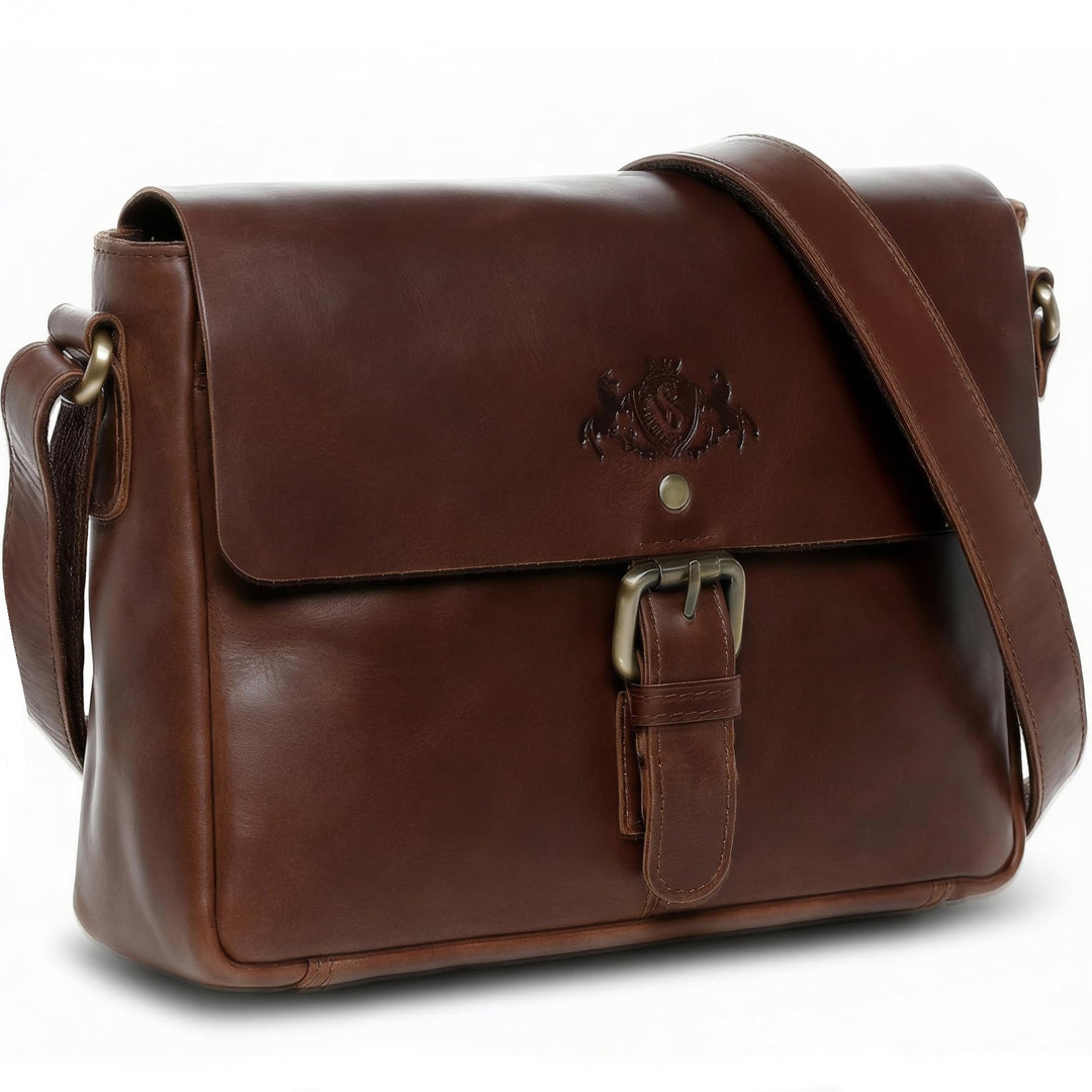 SID & VAIN Messenger Bag Yale aus Premium Leder I Schultertasche klein für Herren und Damen I Umhäng