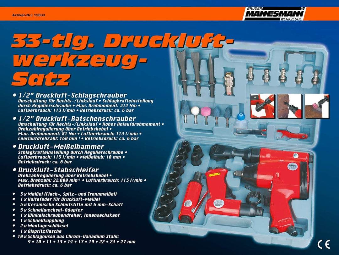 Mannesmann Druckluftwerkzeug-Satz, 33-tlg.,