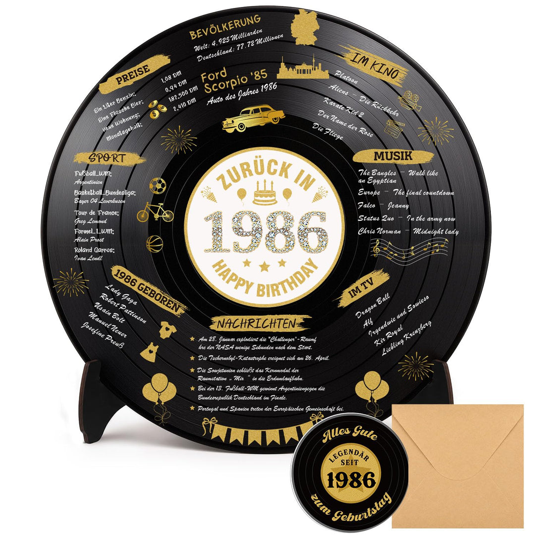 WenmthG Back in 1986 Schallplatten Deko – Vinyl Geburtstag Deko für Männer &amp; Frauen, Geburtstagsgäst