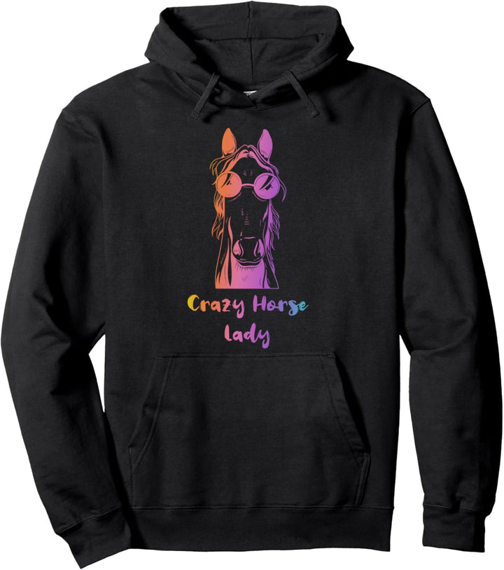 Süsses Pferde Mädchen Design Reiterin Crazy Horse Lady Pullover Hoodie