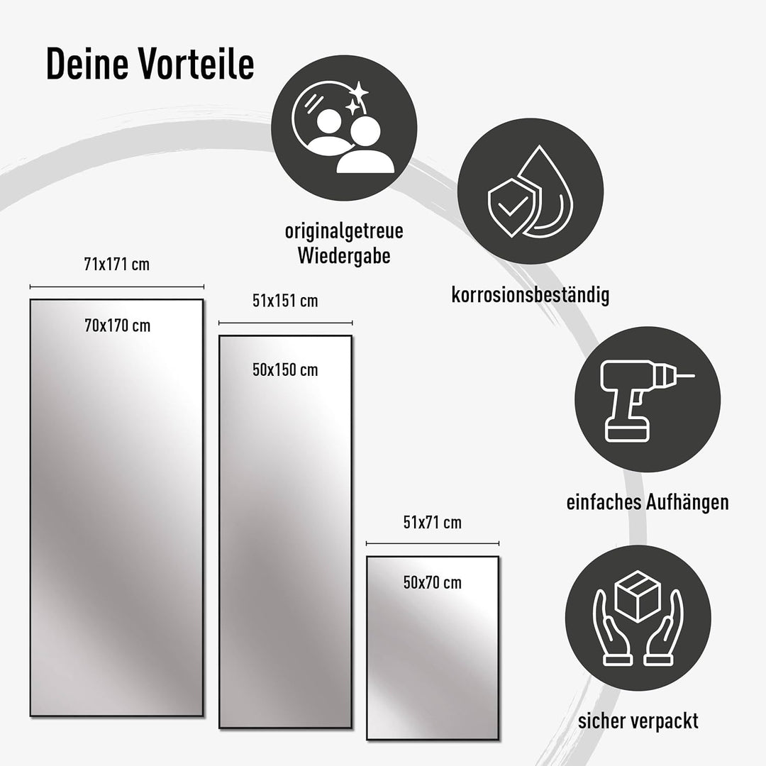 nielsen HOME Wandspiegel Alpha, Grau, Aluminium, ca. 50x70 cm Grau 50 x 70 cm, Grau 50 x 70 cm
