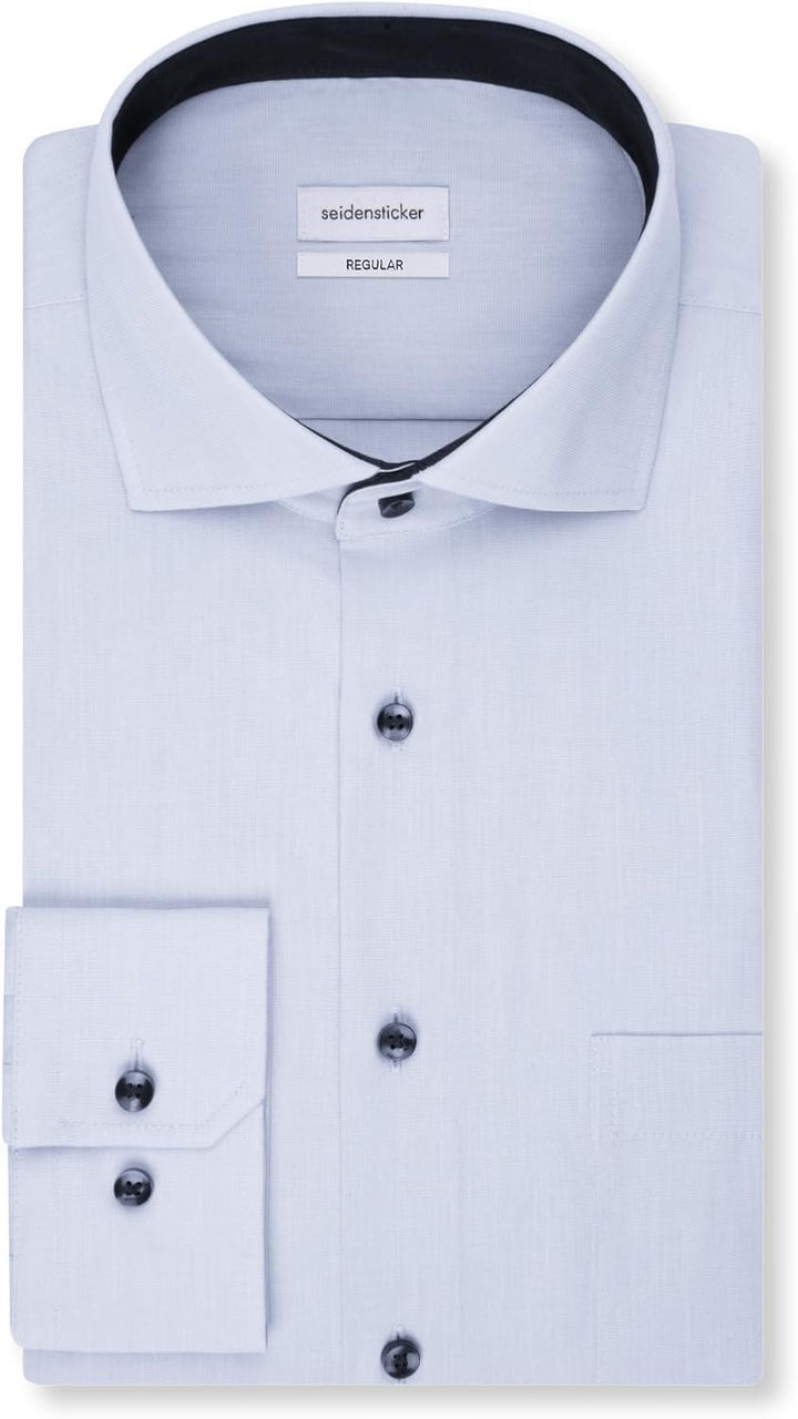 Seidensticker Herren Regular Fit Langarm Popeline Hemd, 39 Hellblau