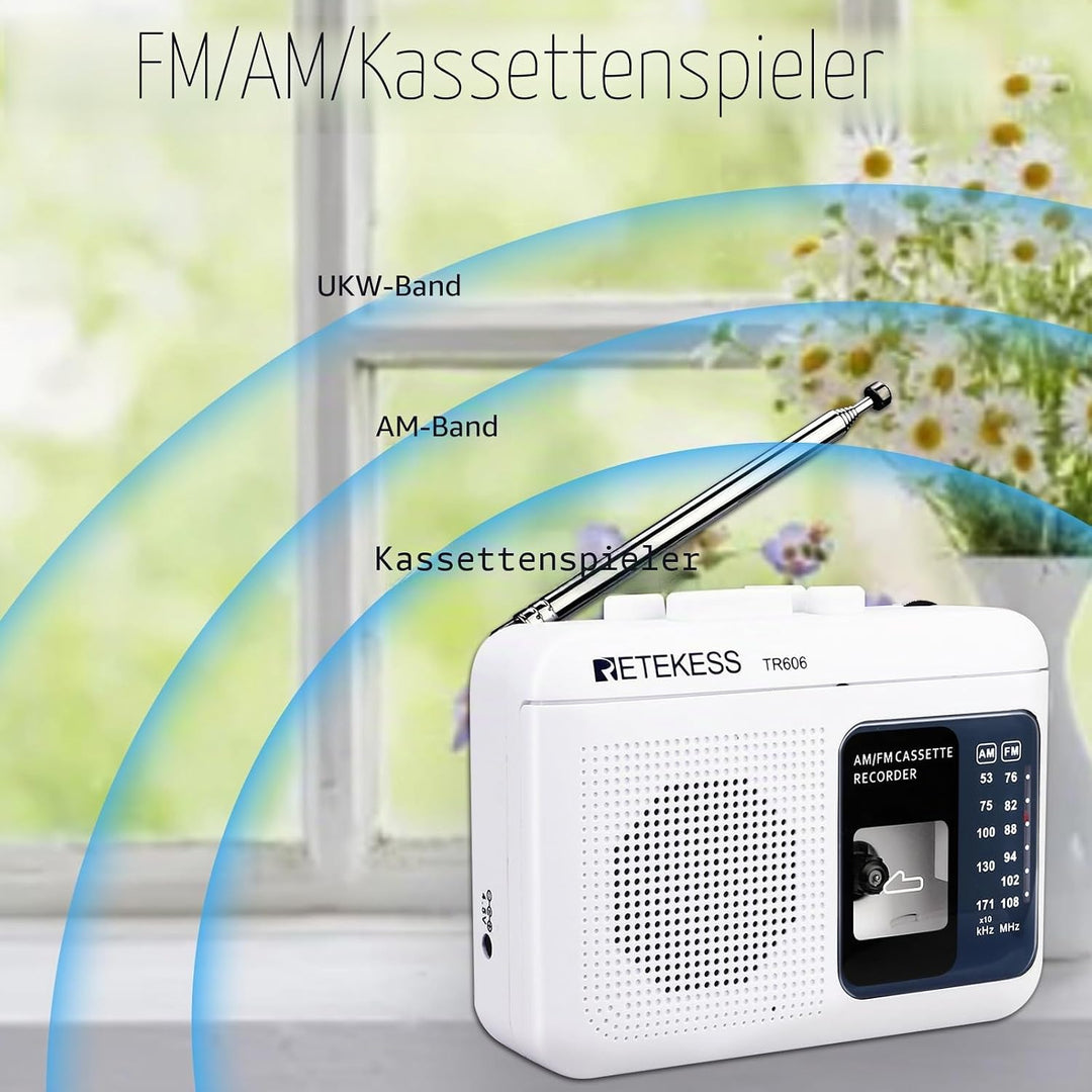 Retekess TR606 Tragbare Kassettenspieler und Tape Recorder Walkman, Kleines FM AM Radio, Walkman Kas