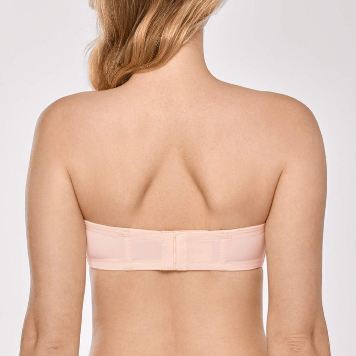 DELIMIRA Damen Trägerloser BH mit bügel Grosse Grössen Seamless Dirndl BH mit Geformte Cups 75F Apri