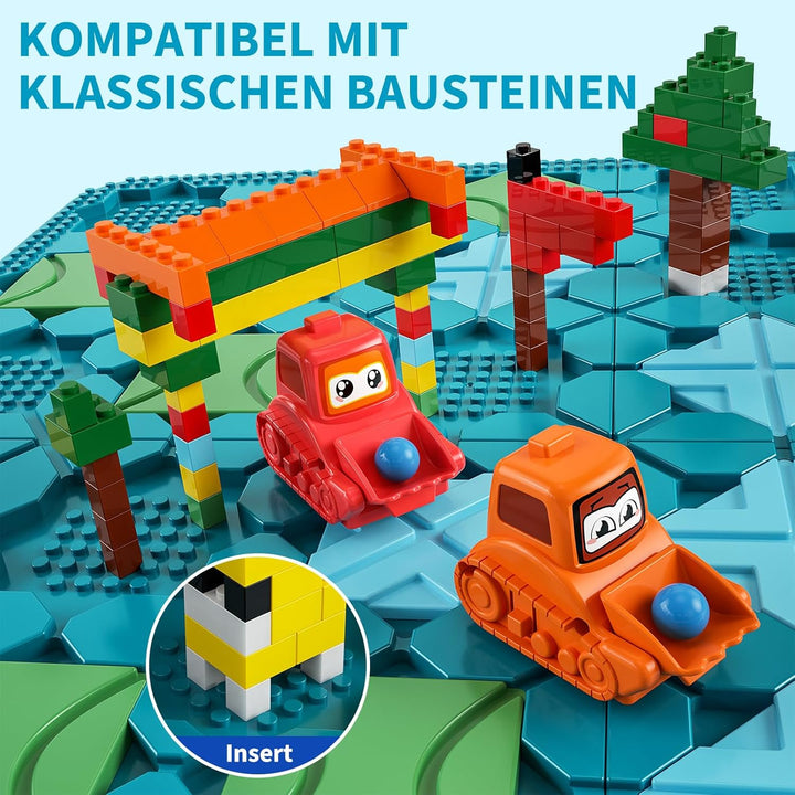 burgkidz Logischer Strassenbauer Brettspiel für Kinder 4 5 6 7 8 Jahre, 56 x 56 cm Grosses Spielbret