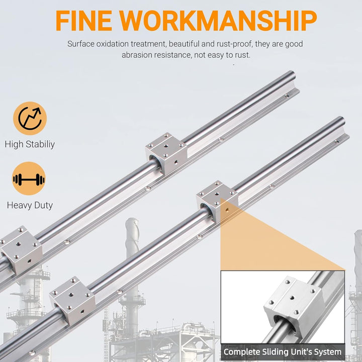 CNCYEAH SBR12-600mm Linearführung 4 Stück Linearführungsschienen mit 4 Linearführungswellen und 8 SB