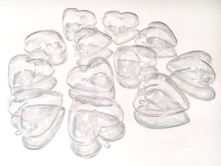 CRYSTAL KING 20 Stück Acrylformen Acryl Herzen teilbar 6,5cm Durchsichtige Kugel zum Aufhängen Baste