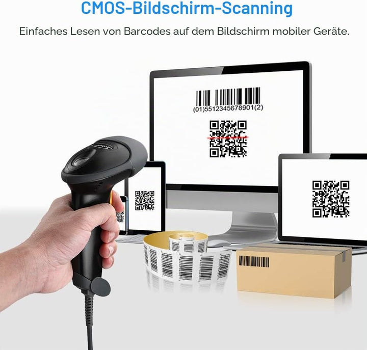 Eyoyo 2D Barcodeleser, Handheld Wired QR Barcode Scanner QR PDF417 Data Matrix Barcode Reader with U
