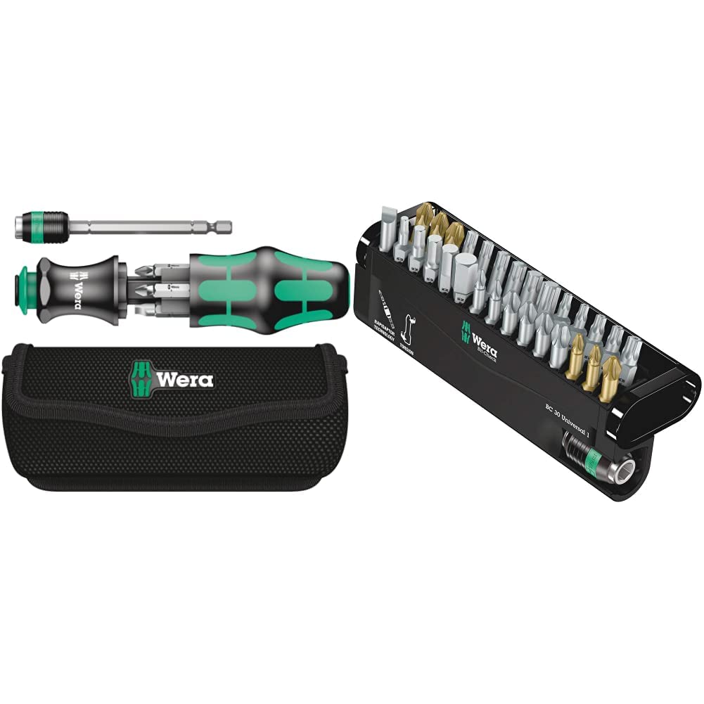 Wera Kraftform Kompakt 20 mit Tasche, 7-teilig, 05051021001 & Bit-Sortiment, Bit-Check 30 Universal