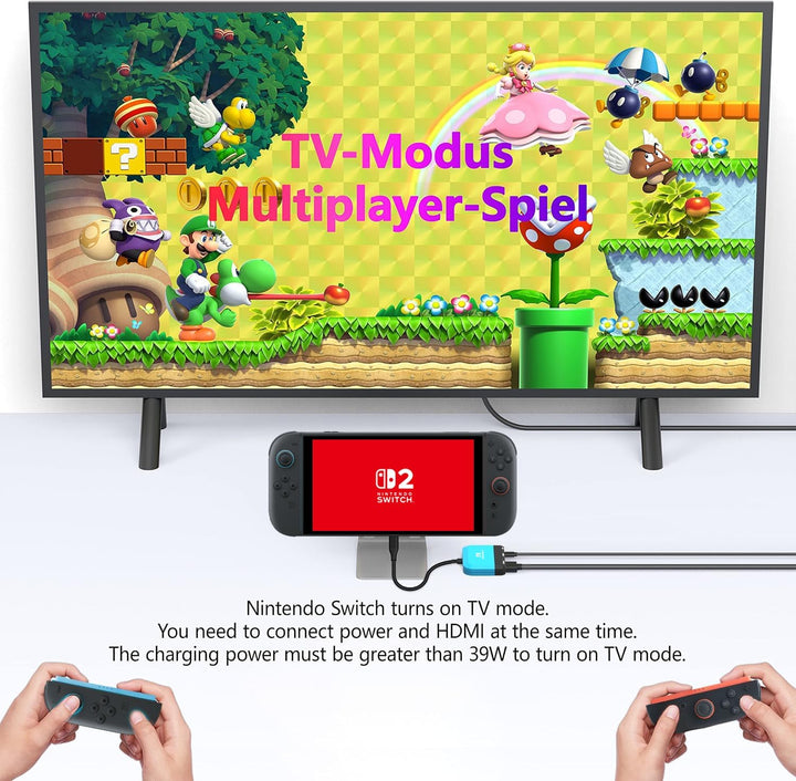 RREAKA Switch 2 Dock Replacement for Nintendo Switch 1&2 Dock, Switch TV Adapter with 4K@60Hz HDMI,